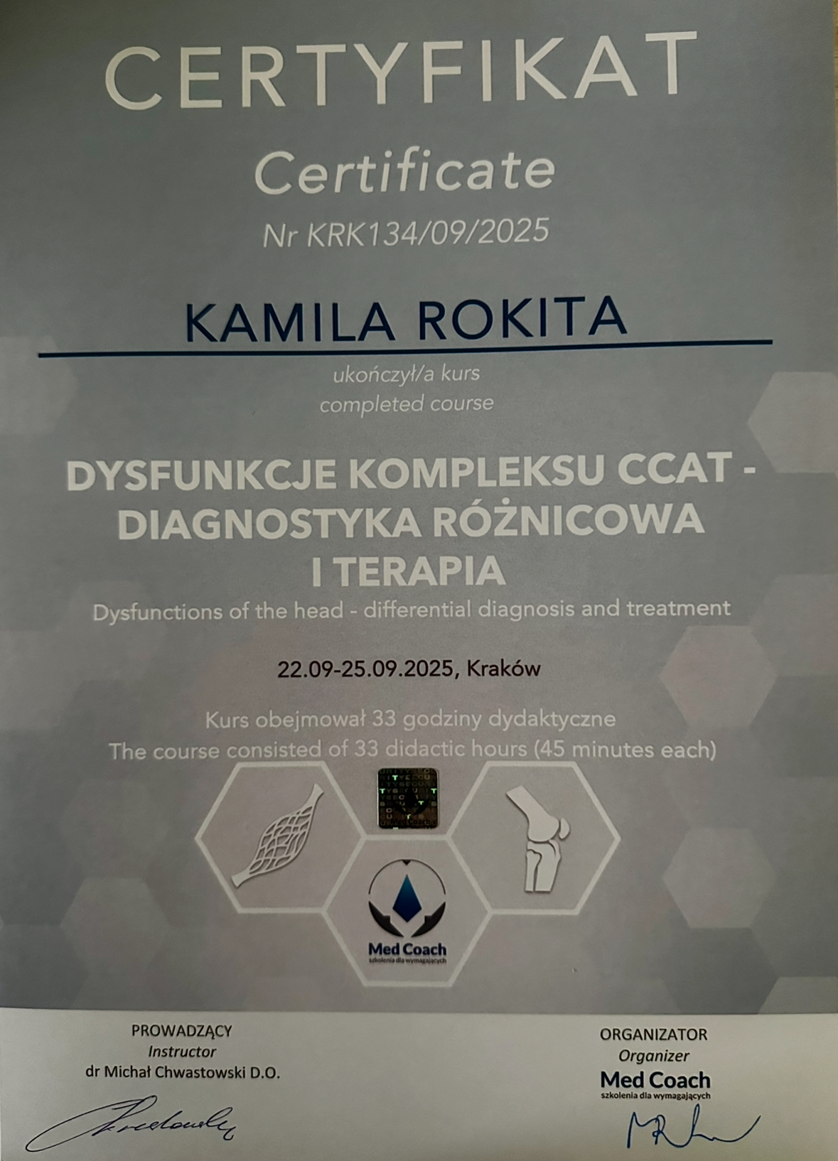 Dysfunkcje Kompleksu CCAT- Diagnostyka różnicowa i terapia bólów głowy, szyi i stawów skroniowo-żuchwowych